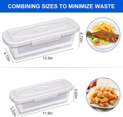 Batter Bowl with Lid, 2-Pack Fish Batter Shaker, Better Breader Shaker Bowl with Breading Shaker Tray, Batter Bowl with Lids Shaker for Frying Chicken Wings Fish Onion Rings Veggies (Blue)