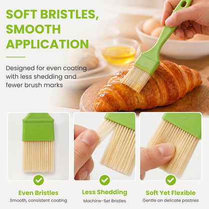 4 PCS Pastry Brush Set, Soft Bristle Basting Brushes, 1", 1", 2" & 3"
