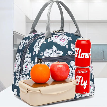 FlowFly Insulated Lunch Cooler Bag - Tote Bag Organizer for Women/Men, Black - Colors B