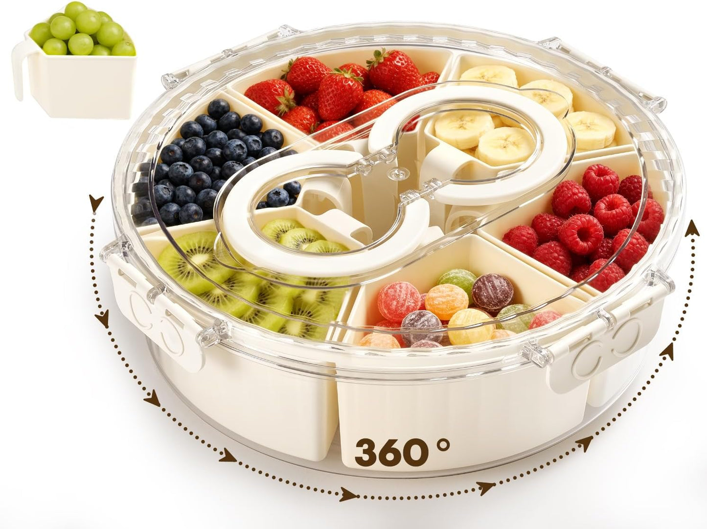 PANYEE Snack Box Container,Divided Serving Tray with Lid and Handle, Snackle box Charcuterie for Portable Snack Platters - Clear Organizer for Candy,Fruits,Nuts,Snacks-for Party,Entertaining,Picnic