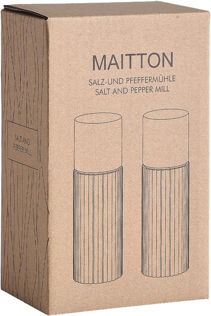 Acacia Wood Salt and Pepper Grinder Set with Matching Tray