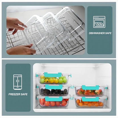 KOMUEE 30 oz 5 Pack Glass Meal Prep Containers, Glass Storage Containers with Lids - Dishwahser, Microwave, Oven and Freezer Safe
