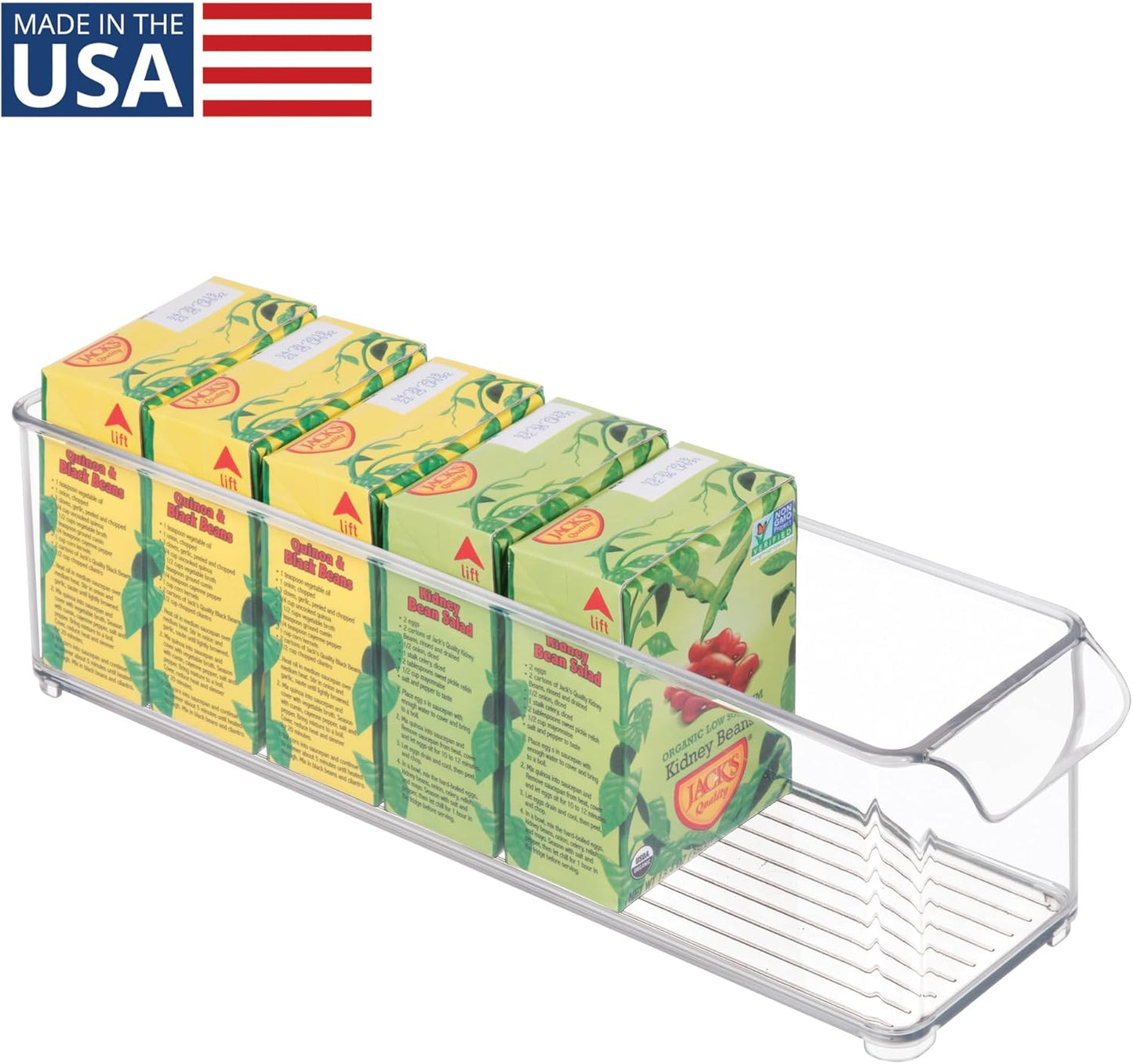 iDesign Stackable Fridge or Freezer Storage Bin with Front Handle, Set of 6, Clear, Made in the USA