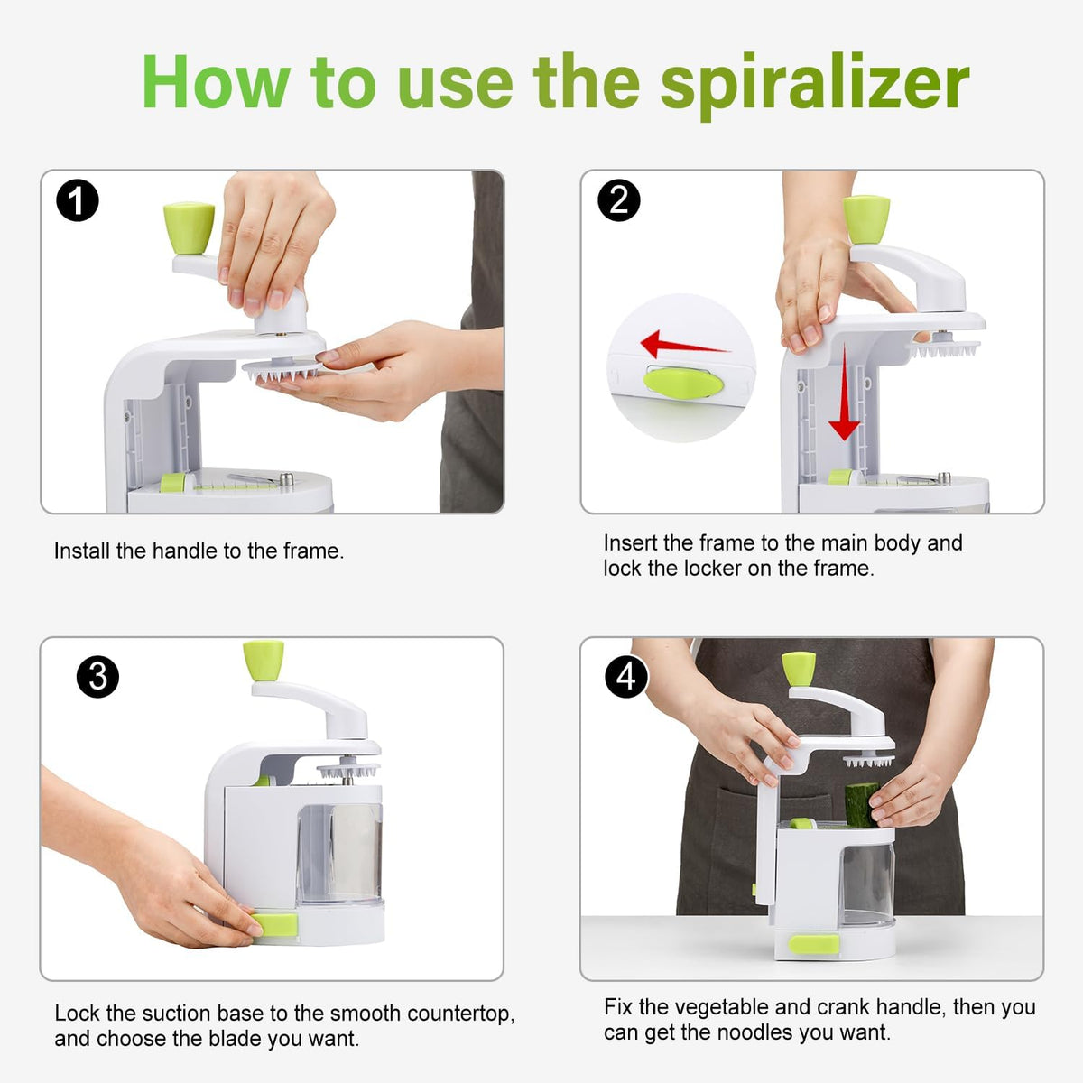 Vegetable Spiralizer Slicer, 4 in 1 Rotating Blades Veggie Spiralizer