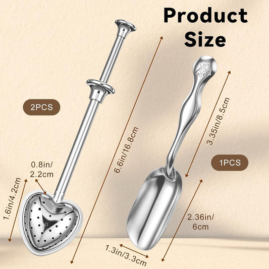 3PCS Tea Infusers for Loose Tea Stainless Steel Teas Balls Teas Strainer One-Hand Operated Spring-Loaded