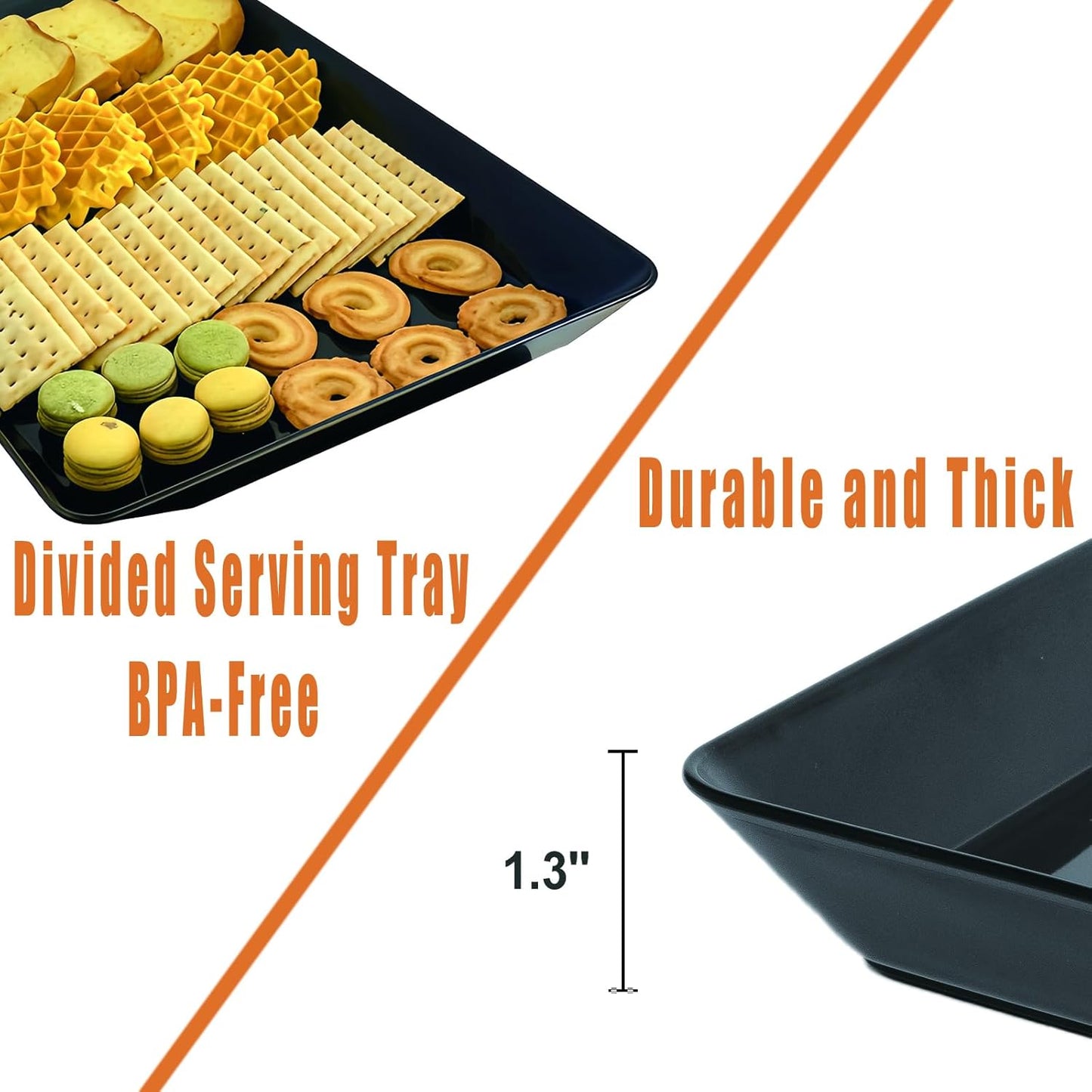 Serving Tray Platter, 4 Pack Food Tray for Veggie Fruit Snack Dessert Cookie Cheese, Food Trays for Party Supplies Display, Plastic Platters for Serving Food, Large White Trays, BPA Free