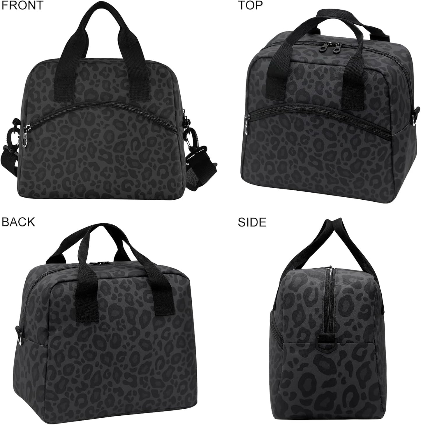 Colorful Leopard Insulated Lunch Bag Rainbow Animals Skin Print Reusable Cooler Lunch Tote Box with Shoulder Strap for Work Picnic School Beach