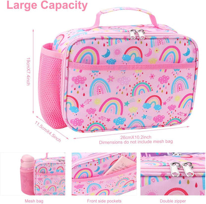 RHCPFOVR Kids Lunch Bag - Insulated Lunch Box for Boys Girls,Washable Lunch Bag and Reusable Toddler Leak-proof Lunchbox for School and Daycare - Colors A