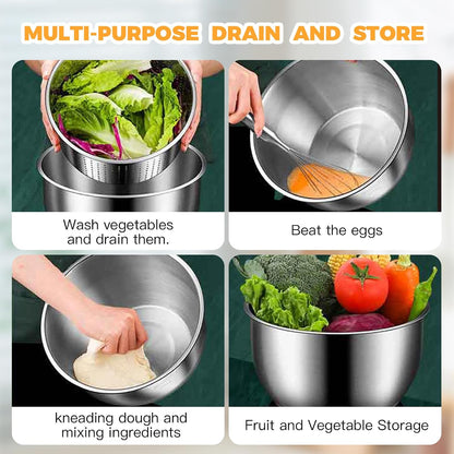 Stainless Steel Salad Spinner, 6QT Lettuce Spinner, Fruit Washing Bowl with Strainer for Washing, Spinning, and Draining Greens, Fruits, and Vegetables