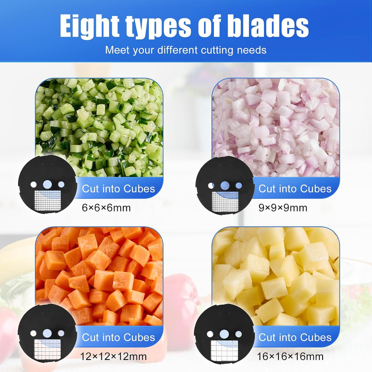 MOGAN 5-In-1 Electric Vegetable Cutter, Commercial Vegetable Dicer Slicer