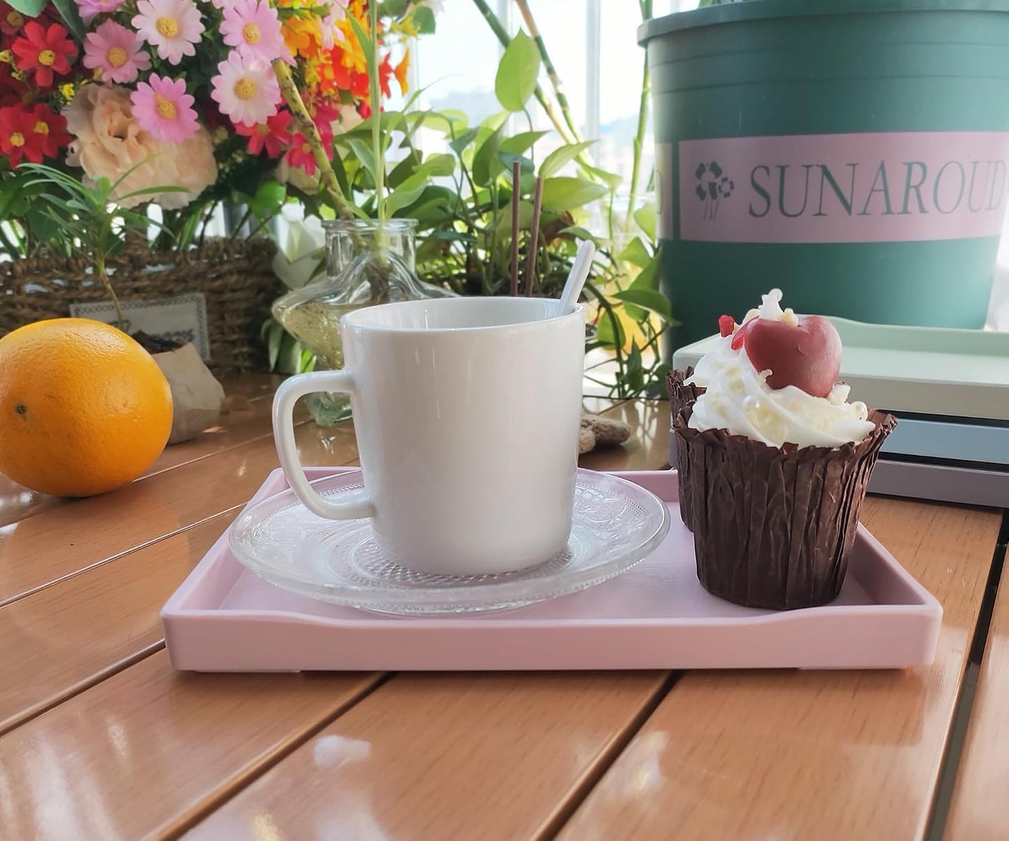 White Serving Tray (13.5 x 9.6 inch) for Serving Accessory, Elegant & Stackable Plastic Tray for Spa, Coffee, Drinks, Tea, Bar, Party, Seasoning, Perfume and Display Use.