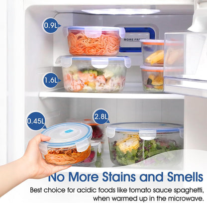 NUTRIUPS 34oz Glass Food Storage Containers with Lids, 1.0L Rectangle Meal Prep Containers, Airtight Reusable Lunch Container Set of 2