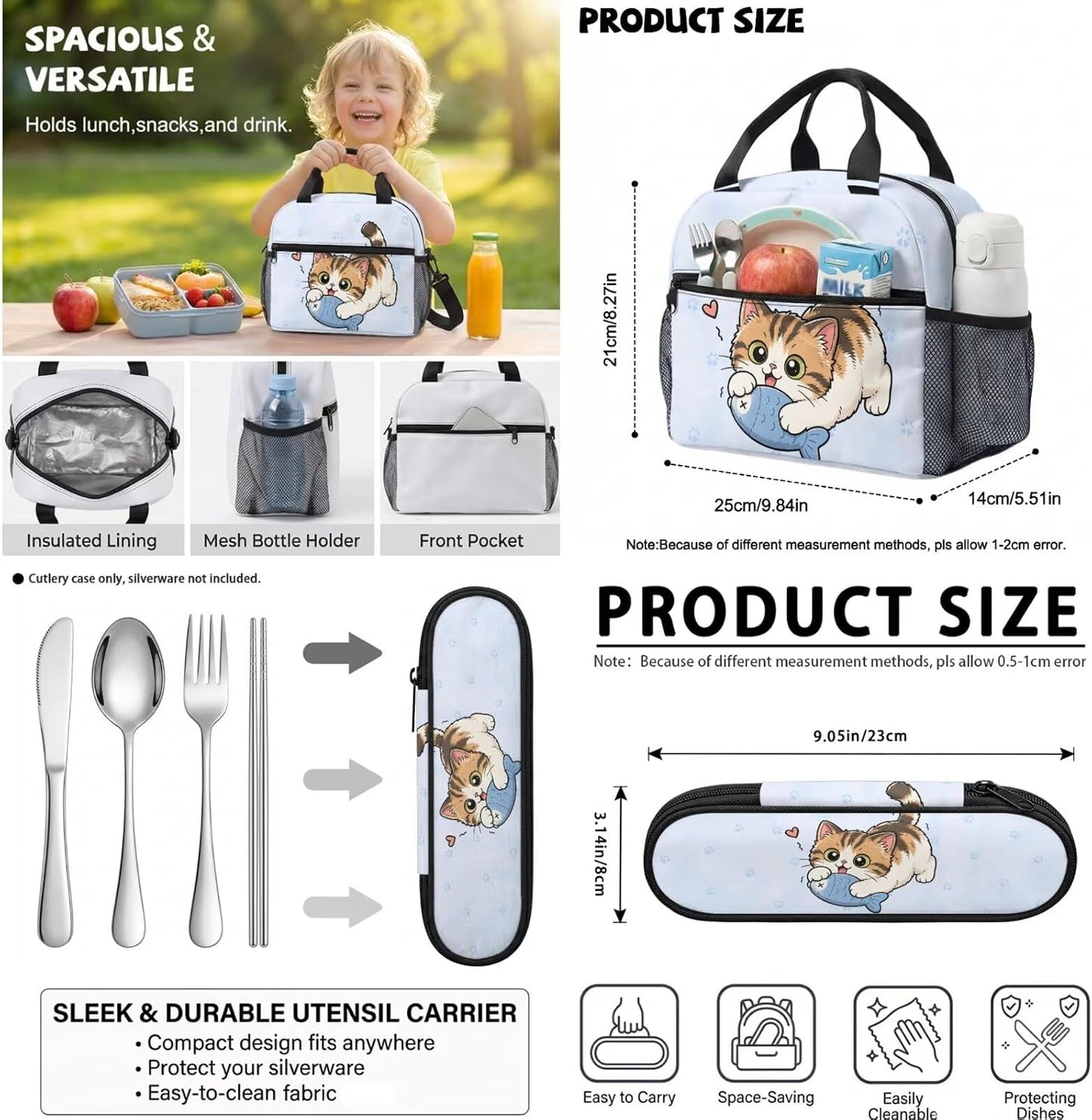 Highland Cow Backpack with Lunch Box Set for Kids Sunflower School Backpack for Girls Boys Back to School Bag Student Travel Backpacks Reusable Utensils Pen Case Water Bottle Bag 5PCS