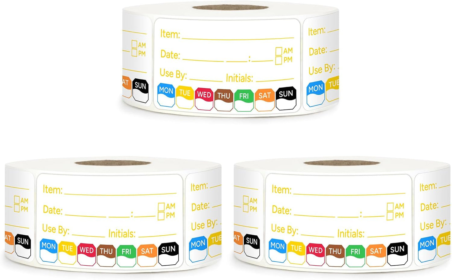 500 Pcs 1 inch X 2 inch Restaurant Quality Shelf Life Food Rotation Labels, Self-Adhesive Removable for Reusable Containers, Food Safety Date Sticker, Leftover Labels (1 * 2in-500pc-Yellow6)