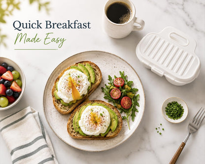 Microwave Egg Poacher BPA-Free by Dependable Industries Inc. Essentials – Quick & Easy 2-Cavity Egg Cooker for Perfect Poached Eggs in Minutes – Dishwasher & Microwave Safe