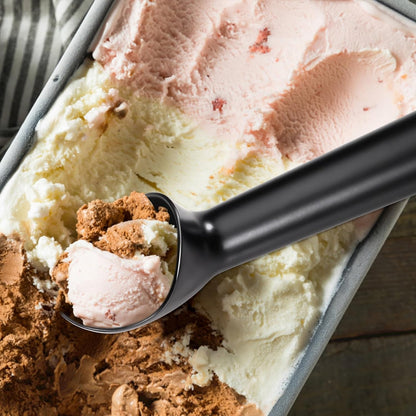 Pimoys Ice Cream Scoop, 7 Inch Aluminum, Nonstick, Bright Silver