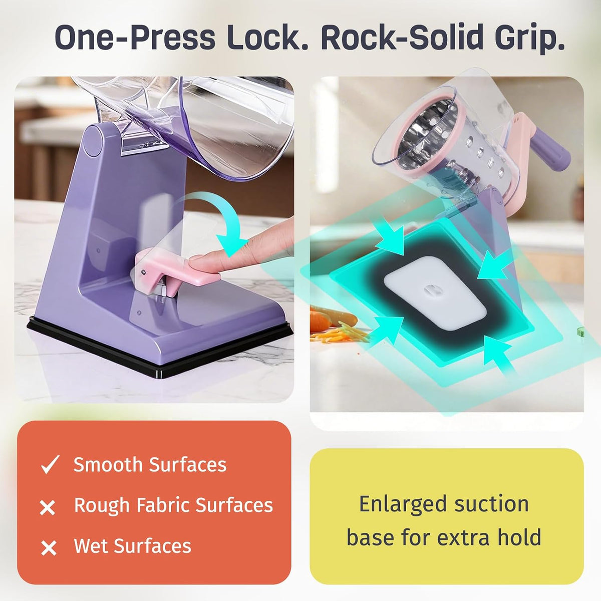Upgraded Rotary Cheese Grater, Hand Crank, Pinkish Purple