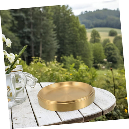OUNONA Stackable Stainless Steel Griddle Plate for Bbq and Grilled Side Dishes Round Serving Tray for Food Prep and Outdoor Cooking Versatile and Space-saving Design
