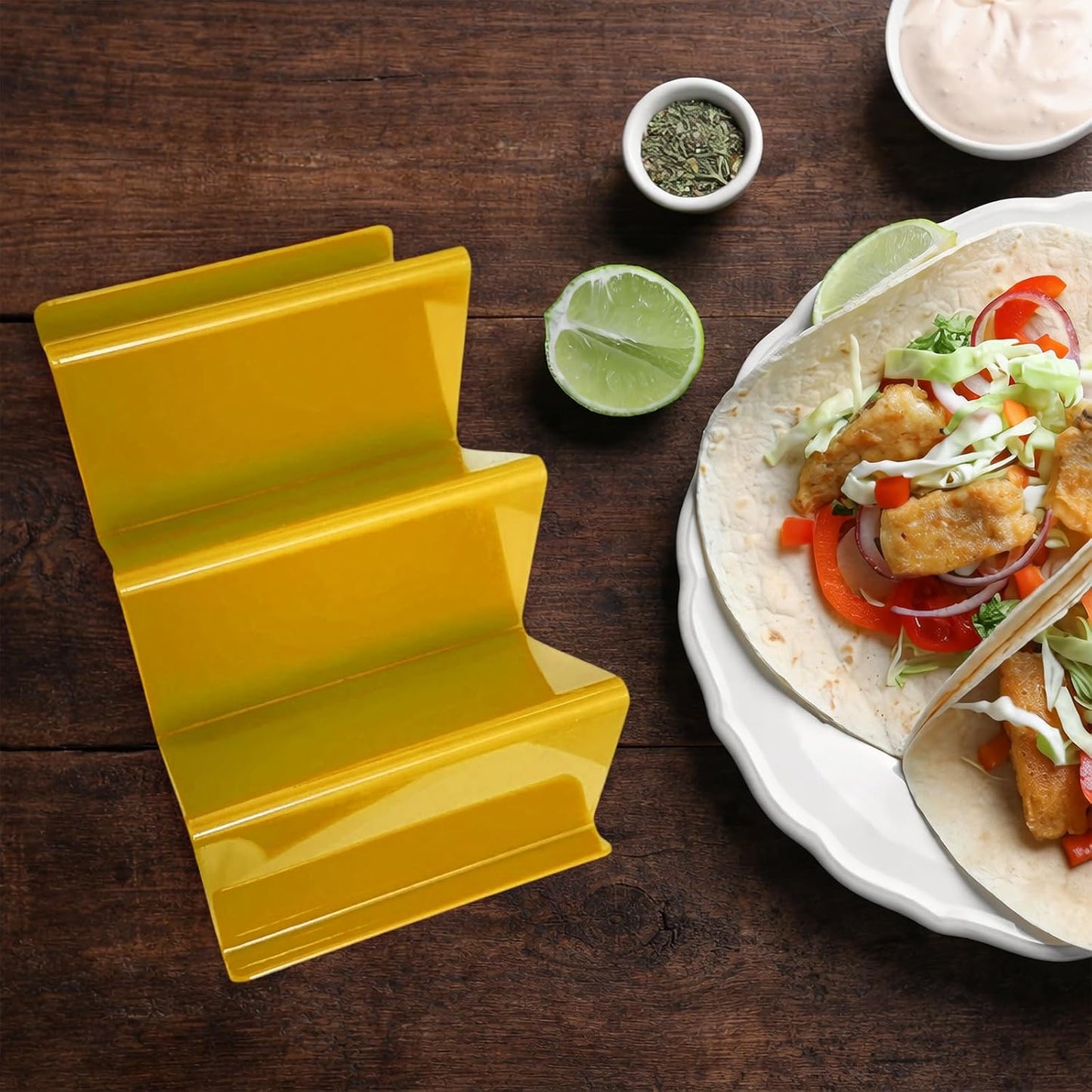 6 Pcs Taco Holder Stands Taco Tuesday Set, Holds Up to 3 Tacos, Premium PP Material Sturdy and Durable, Microwave or Dishwasher Top Rack (Yellow)