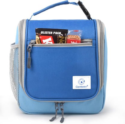 Genteen Kids Lunch Box, Insulated Lunch Bag for Kids, Toddler, Girl, and Boy; Holds Lunch Box, Water Bottle, & Snacks; Easy-Clean Water-Resistant Fabric & Multiple Zippered Pockets (Yellow Blue)