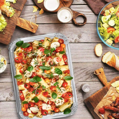 NO Lids 30 Pcs 9x13 Aluminum Pans Disposable Baking Pans, Heavy Duty Aluminum Trays,Aluminum Baking Pans for Holiday Cooking,Half Size Tin Foil Pans for Meal Prep,Roasting,Heating,Freezing Food