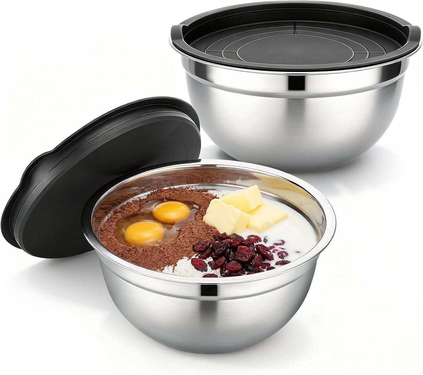 Beasea Stainless Steel Mixing Bowls, 5 Pack 1.5 QT Stackable Nesting Mixing Bowls with Airtight Lids, Metal Bowl with Lid for Baking, Meal Prepping, Salad, Serving, Food Storing