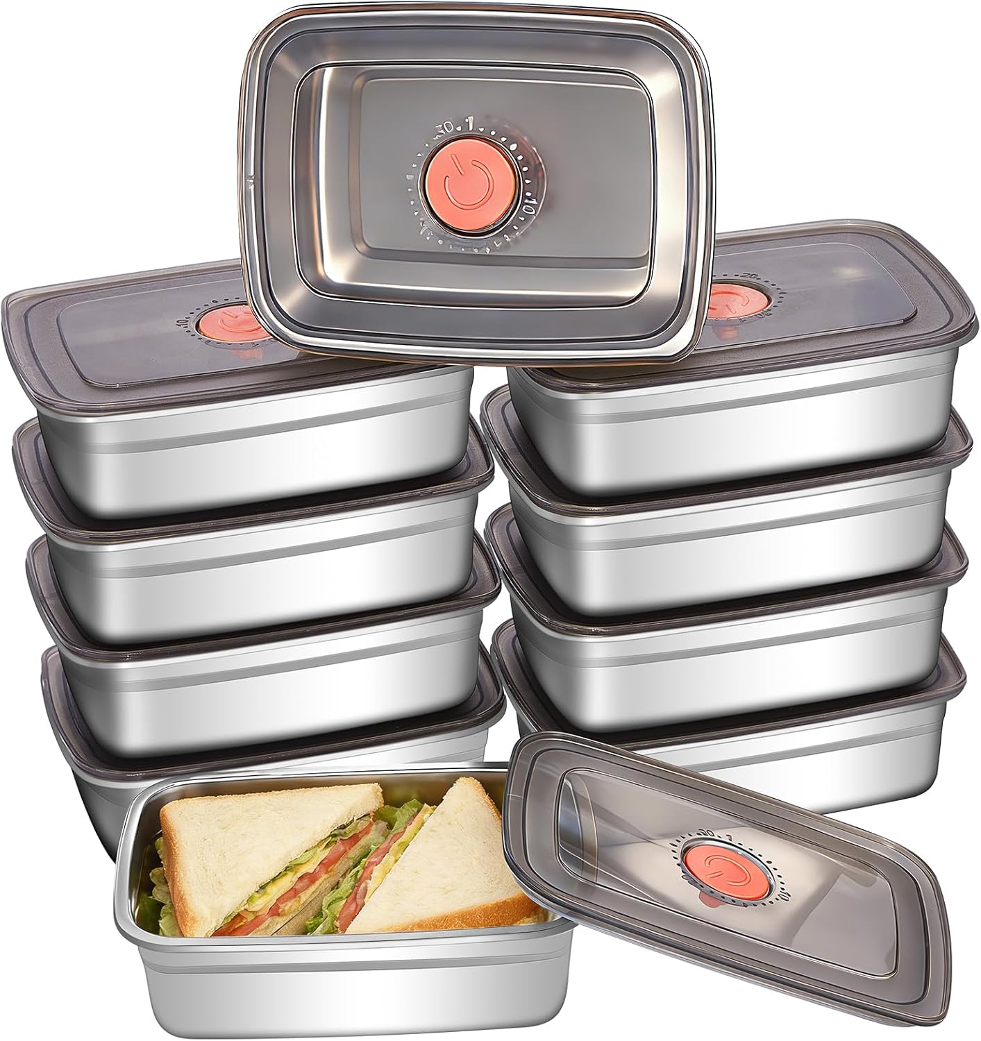 GIUOIDUO stainless steelFood Storage Containers setsstorage box with lidfreezer FrozenKitchen tray with lidOven plateSide dish plate Freezer & Dishwasher Safe