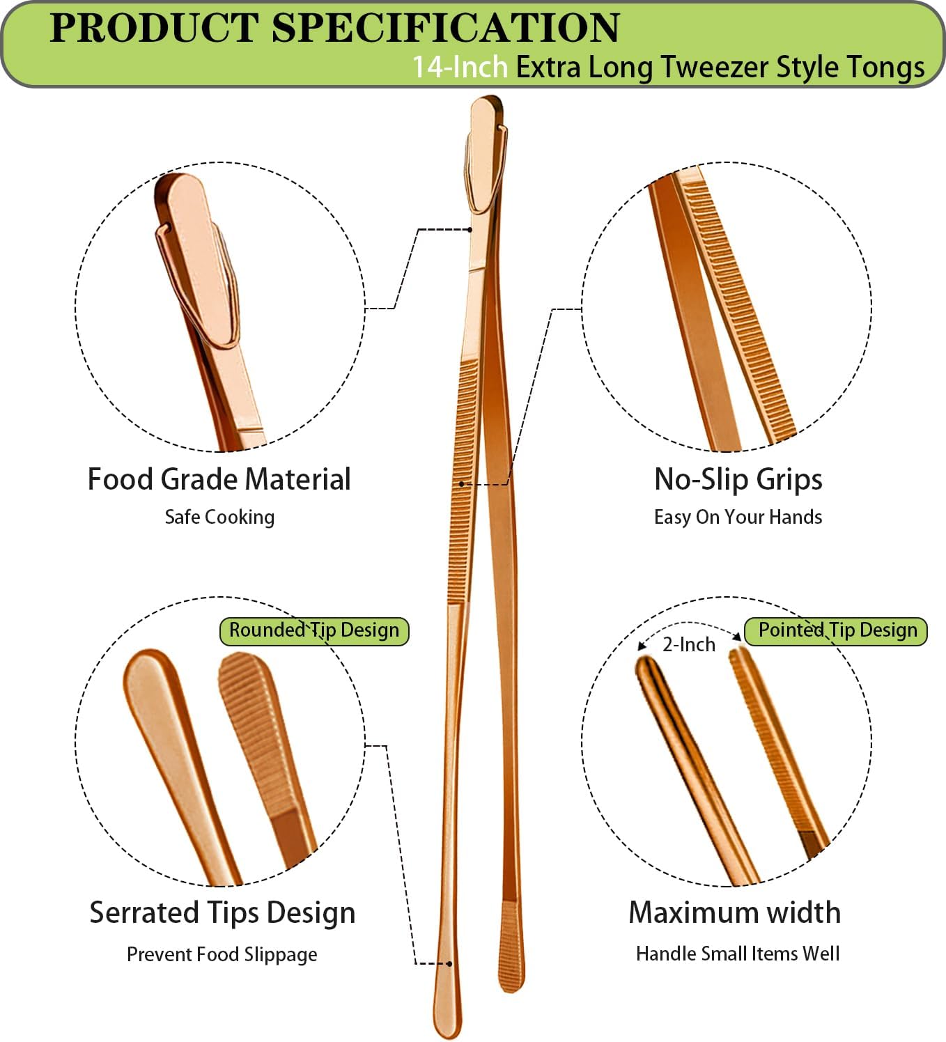 JETKONG 2 Pcs 12-Inch Kitchen Tweezers Fine Tweezer Tongs, Extra-Long Stainless Steel Cooking Tweezers (Silver)