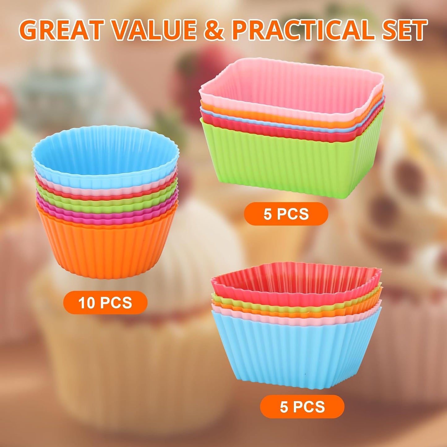 20PCS Silicone Lunch Box Dividers, Reusable Lunch Bento Box Accessories for Kids, Silicone Cupcake Liners Molds for Baking Muffin Cups, Lunchbox Supplies Accessories Back to School Lunch Essentials