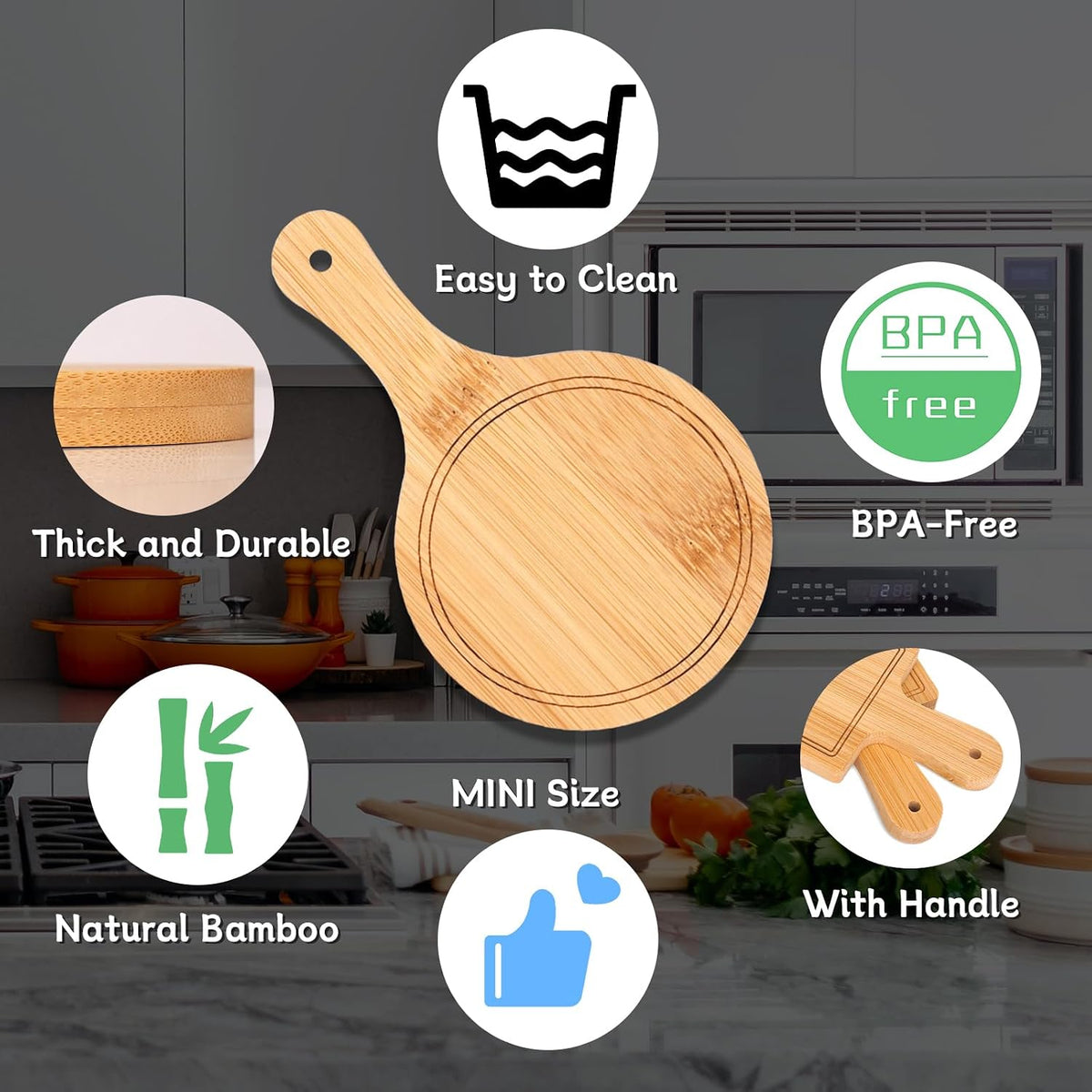 6inch Mini Cutting Board, 6 PCS Bamboo Cheese Board Set