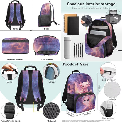 Cute Capybara Pizza Backpack for Girls, 5 Pcs Boys School Bag Set for Kids, 17 Inch Backpacks Lunch Pencil Box Reusable Utensils Case Set for Middle Elementary School, 3rd Grade Backpack