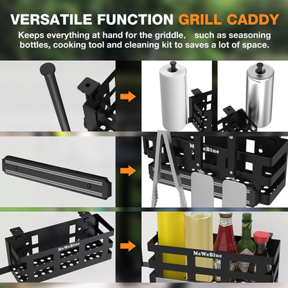 Griddle Caddy for Blackstone Griddles Accessories, Space Saving Grill Accessories Storage Caddy, BBQ Accessories Holder for Blackstone 28”-36” Grill with a Magnetic Tool Holder Paper Towel Holder