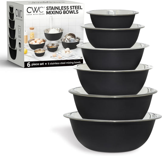 COOK WITH COLOR Stainless Steel Mixing Bowls Set - Nesting Bowls, 6 Pieces, Rose