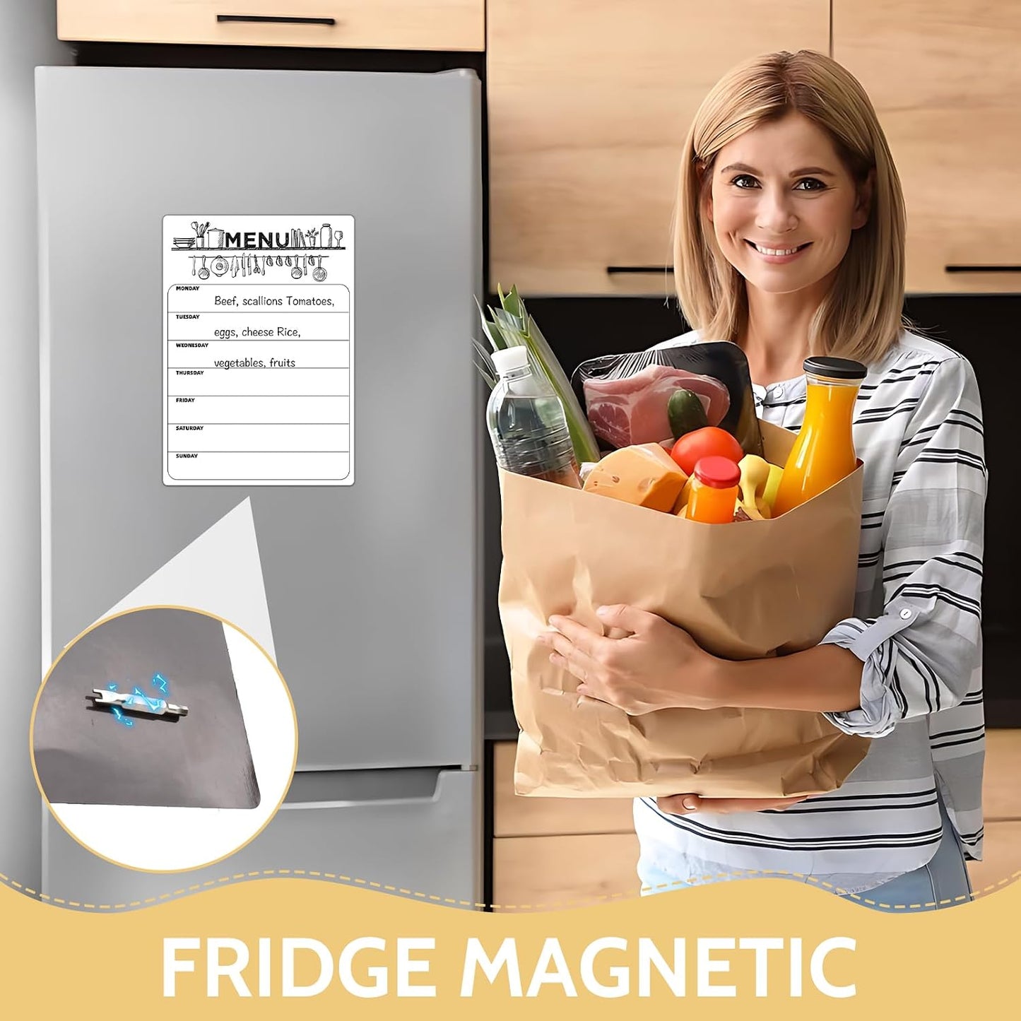 Dry Erase Magnetic Calendar for Refrigerator Clear Weekly Planner Daily Menu Board for Kitchen Dinner Menu Magnet for Fridge Family Schedule Planning List Boards 8.5x12 inch