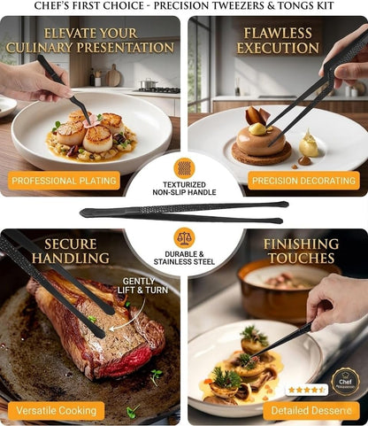 Cooking Tweezers, Chef's Tweezers Tongs, Universal for all kinds of cooking, steak, plating, pasta and many other scenarios (1PC Set)
