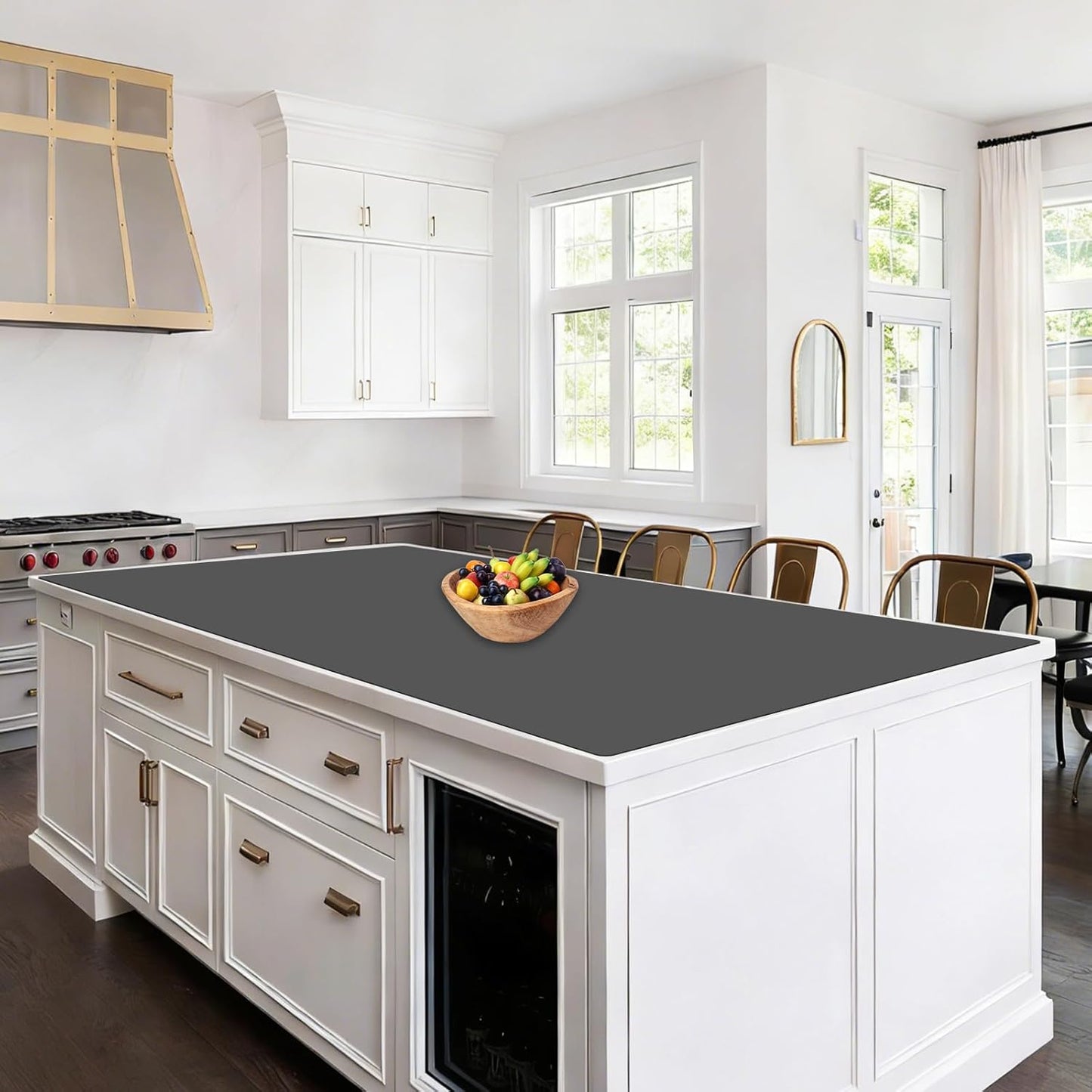 47.2"x23.6"(120cmx60cm) Large Silicone Mat for Kitchen Counter, Non-Slip Heat Resistant Countertop Protector, Waterproof Multipurpose Mat for Kitchen Island, Black