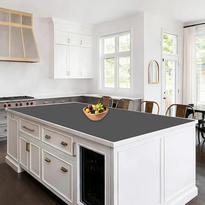 47.2"x23.6"(120cmx60cm) Large Silicone Mat for Kitchen Counter, Non-Slip Heat Resistant Countertop Protector, Waterproof Multipurpose Mat for Kitchen Island, Black