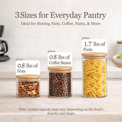 ComSaf 2Pcs Large Glass Storage Containers with Lids 4Qt, 1 Gallon Wide Mouth Flour Sugar Storage Containers, Large Capacity and Sealed for Rice, Cereal, Oat, Easy Clean and Scoop, Pantry Organization