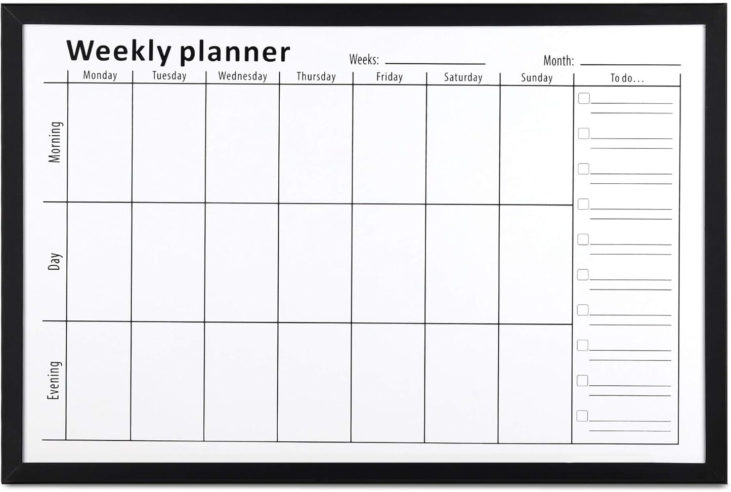 Navaris Weekly Planner White Board - 24" x 36" Magnetic Dry Erase Whiteboard Calendar with 7-Day Week Plan for Wall - Includes Markers and Magnets