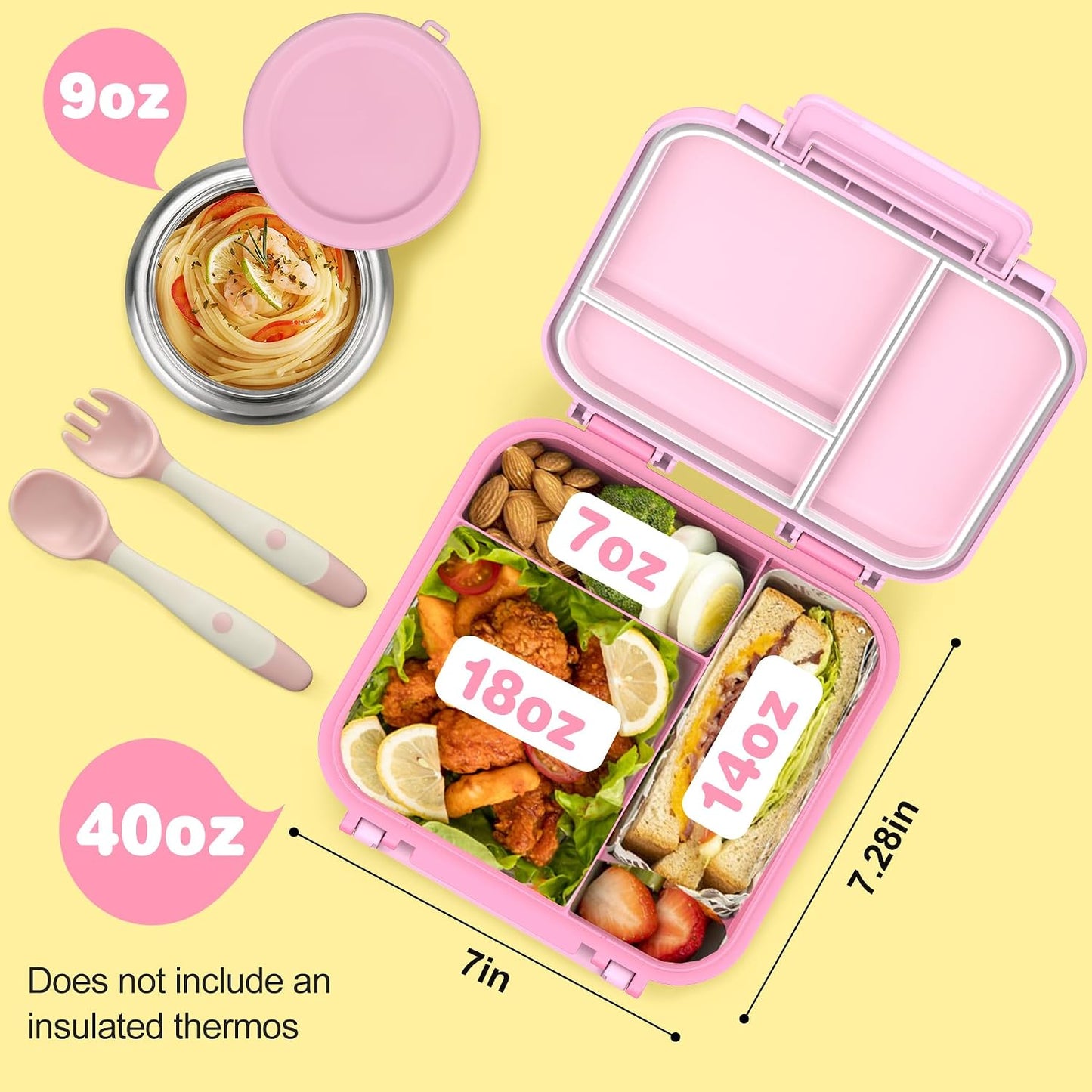JOOPETALK Bento Lunch Box Set for Kids with 9oz Soup Thermo, Insulated Lunch Bag,Leak-proof BPA-free Lunch Food Container with 3-4 Conpartments for School Travel-Blue