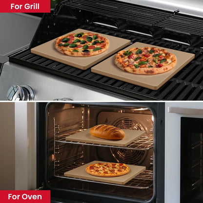 Unicook Pizza Stone for Oven Grill, 12" x 11" Rectangular Cordierite Stone