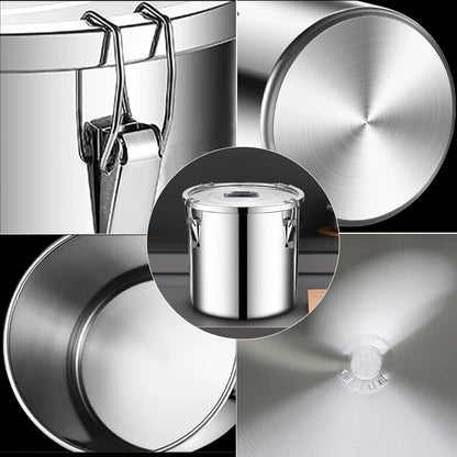 304 stainless steel food storage containers with lids lock clips airtight container large airtight for rice flour sugar grain coffee bean storage containers Kitchen jar (5.55gal/21L)
