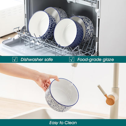 vancasso Ceramic Nesting Bowls with Lids Set of 4, Serving Bowls for Food Storage, Prep Bowl, Ceramic Bowl for Kitchen, Microwave & Dishwasher Safe, 60+36+20+10 Oz, Series SELENE