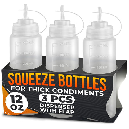 HYQO Small Squeeze Bottles for Sauces, 4 Oz Plastic with Cuttable Tip