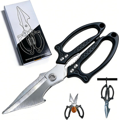 Multifunctional Heavy Duty Kitchen Shears,Kitchen Scissors for Food, Kitchen Shears for Cutting Chicken,Japanese High-Carbon Steel Culinary Poultry Shears, for Chicken,Meat,Fish,Bone Cutting(Silver)