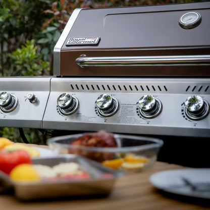 Royal Gourmet GA6402S 6-Burner Propane Gas Grill with Side Burner and Warming Rack, 74,000 BTUs, Cabinet Style Outdoor BBQ Grill for Barbecue Grilling & Backyard Cooking, Silver