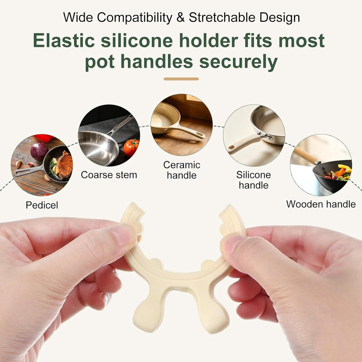 M METERXITY 6Pcs Silicone Pot Handle Spatula Rack with 4 Cover, 5Colors Set