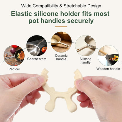 M METERXITY 6Pcs Silicone Pot Handle Spatula Rack with 4 Cover, 5Colors Set