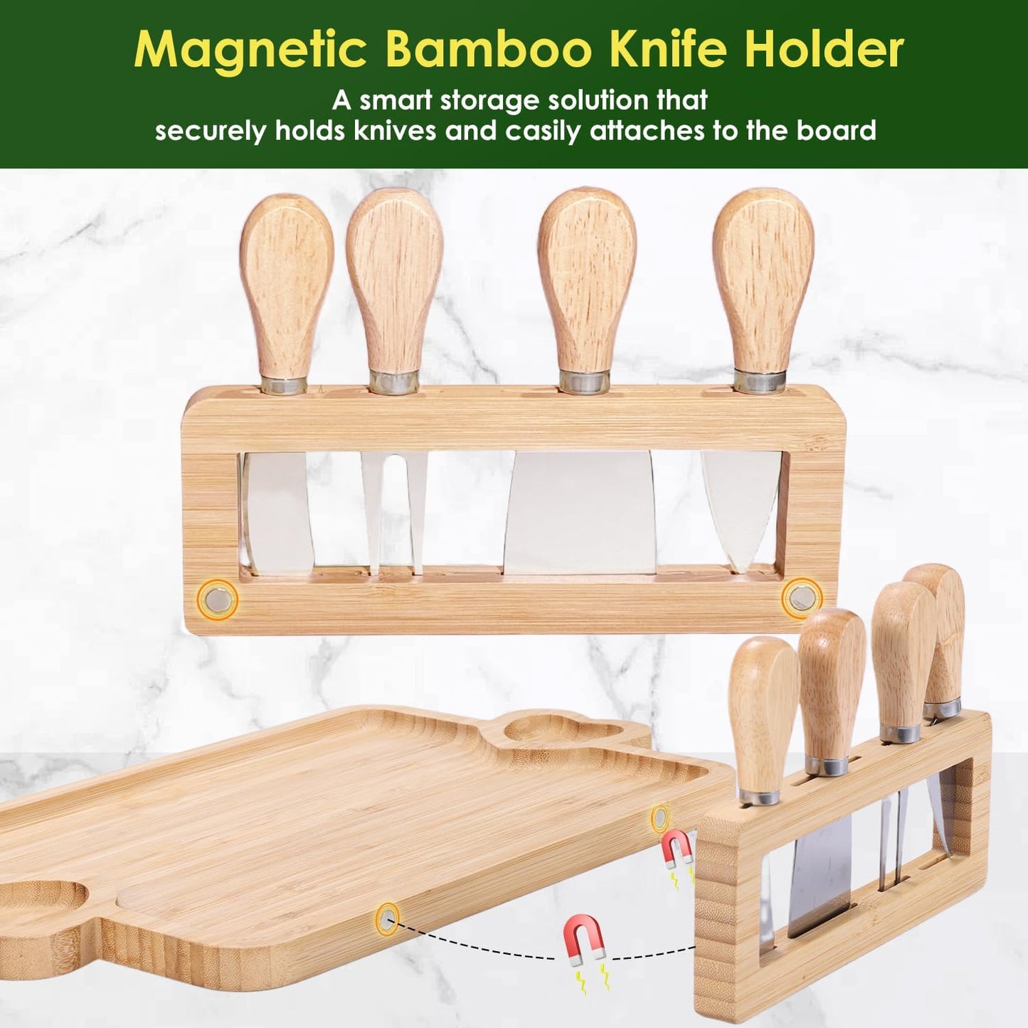 Charcuterie Boards Gift Set: Bamboo Charcuterie Cheese Board - Unique for Mom - House Warming Gifts New Home, Bridal Shower Wedding Gifts for Couple