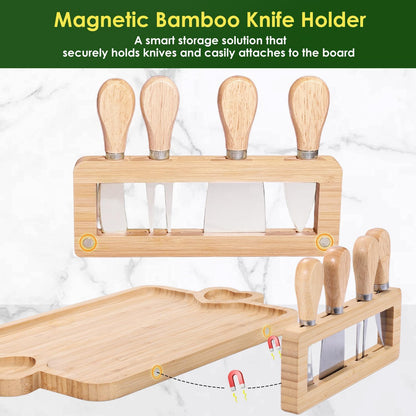 Charcuterie Boards Gift Set: Bamboo Charcuterie Cheese Board - Unique for Mom - House Warming Gifts New Home, Bridal Shower Wedding Gifts for Couple